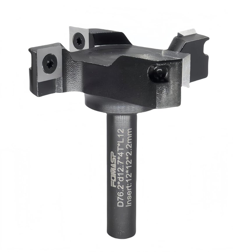 FomaSP CNC Spoilboard Surfacing Router Bit,1/2"(12.7mm) Shank,3"(76.2mm) Cutting Diameter,Slab Flattening Router Bit,Replaceable Carbide Inserts Wood Planer Bit with 4 Wings for Woodworking. - Image 1